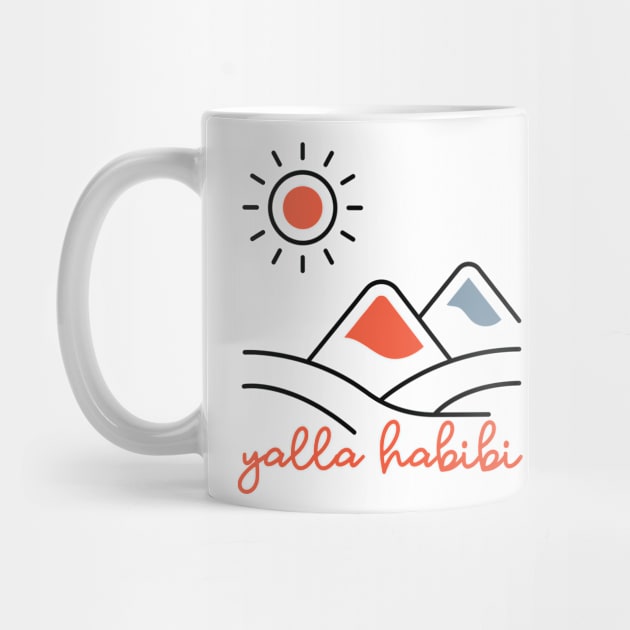 yalla habibi - mountain, sun landscape - orange & blue by habibitravels